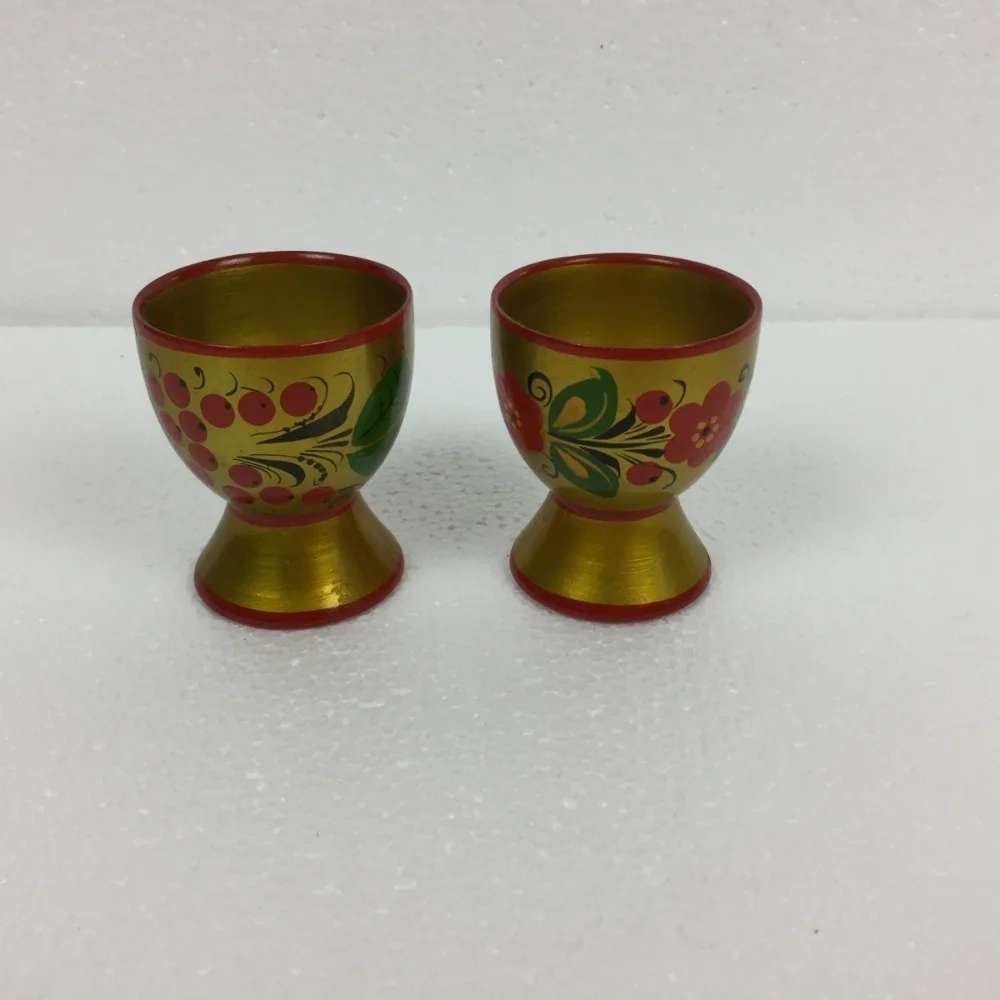 Vintage Russian Khokhloma Folk Art Hand Painted Egg Wood